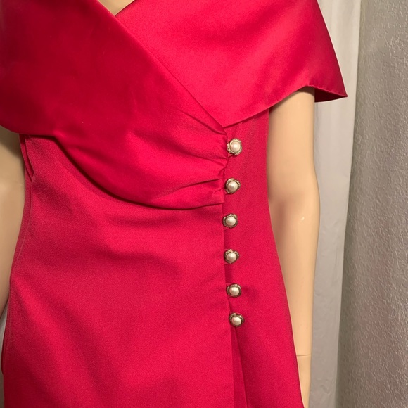 WOMENS LARGE-XLG?? 2 PIECE DARK PINK NANCY NEIL PEARL BUTTON FRONT FORMAL DRESS - Picture 3 of 10